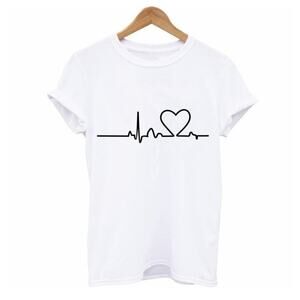 Heartbeat Graphic Tee White T Shirt L more like M